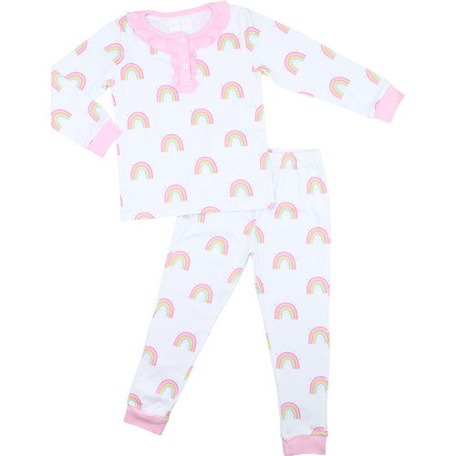 Pink And Blue Knit Floral Mouse Ears Pajamas - Cecil and Lou