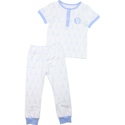 Blue Birthday Print Knit Pajamas