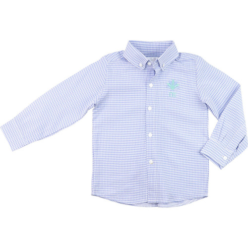 Blue And Green Windowpane Button Down Shirt - Shipping Mid October - Cecil  and Lou
