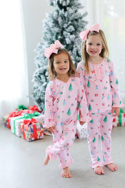 Pastel Knit Christmas Tree Zipper Pajamas - Shipping Mid October