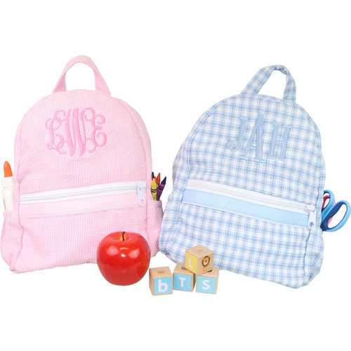 Small Backpack {Pink Seersucker}