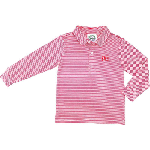 Red Knit Stripe Polo - Cecil and Lou