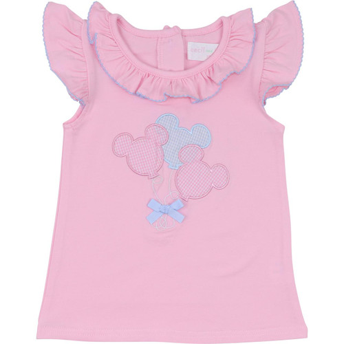 Pink And Blue Knit Floral Mouse Ears Pajamas - Cecil and Lou