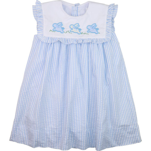 Pink Gingham Knit Smocked Bunny Dress - Cecil and Lou