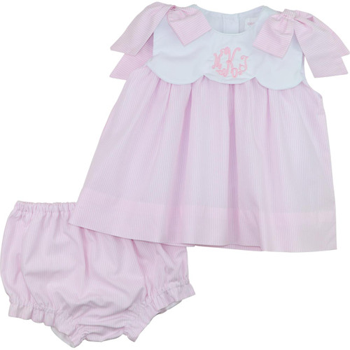 Blue Seersucker Ruffle Diaper Set