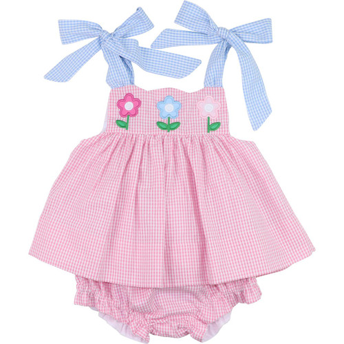 Floral Shoulder Tie Ruffle Diaper Set