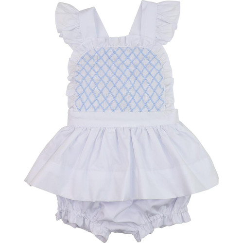 Blue Mini Stripe Pleated Ruffle Diaper Set - Cecil and Lou