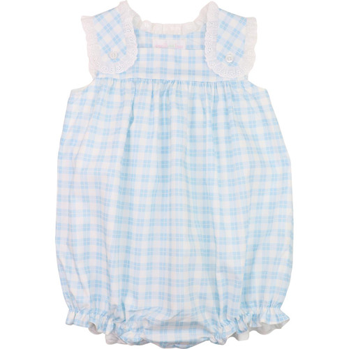 Blue And White Plaid Eyelet Bubble - Cecil and Lou