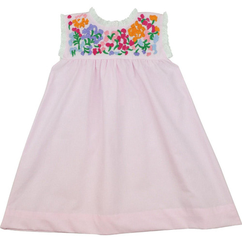 Blue Gingham Embroidered Fiesta Dress - Cecil and Lou