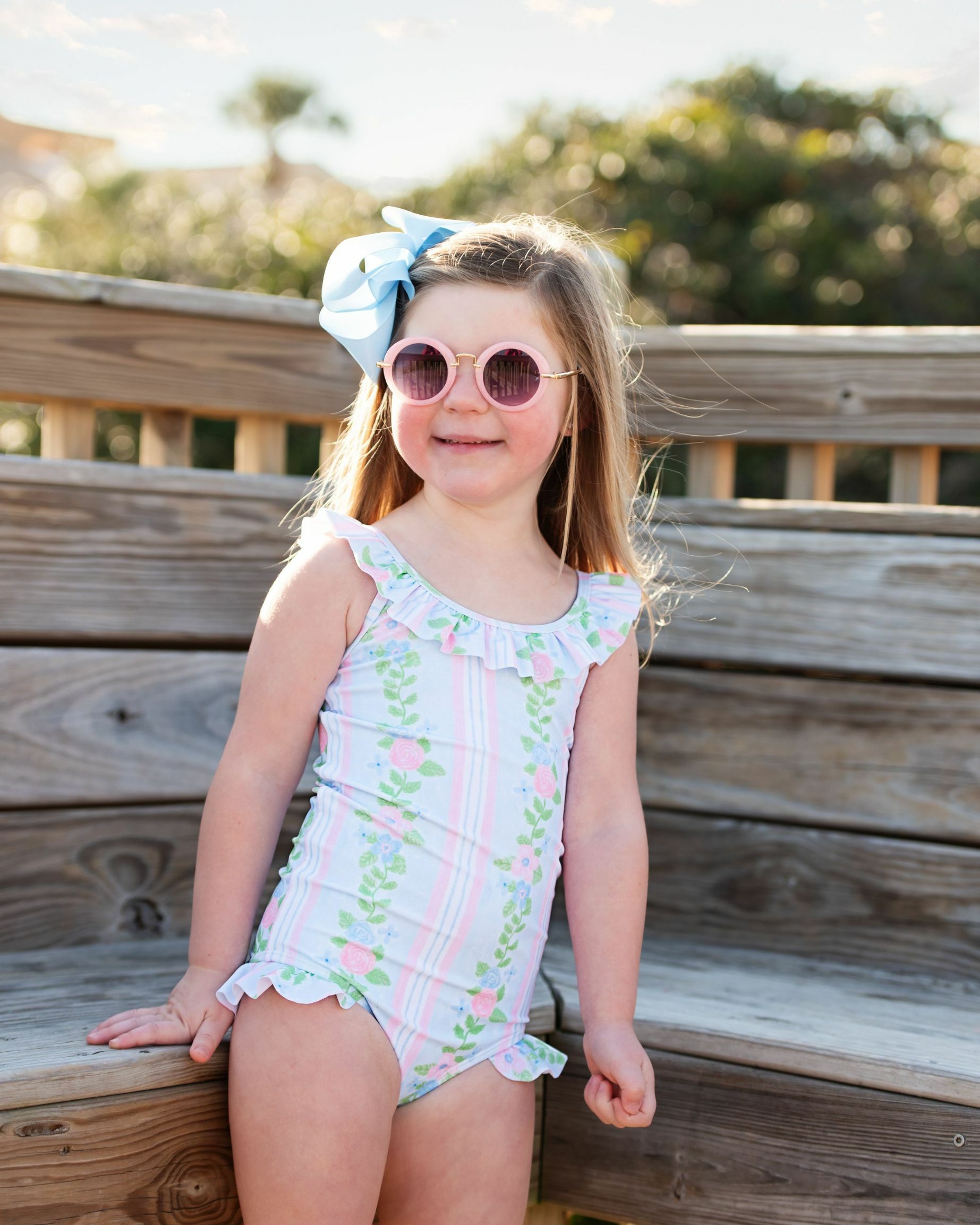 Girls Swim Set With Long Sleeve Rash Guard, Swim Shorts, And Sunglasses,  Toddlers Ages 4t (purple - Tie Dye) : Target