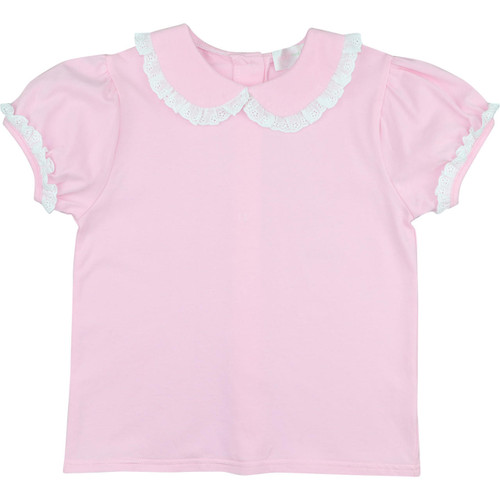 Pink Knit Eyelet Peter Pan Shirt