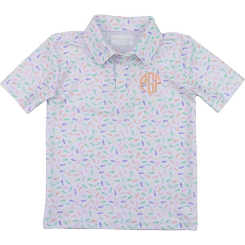 Boys Crawfish All Over Print Performance Polo