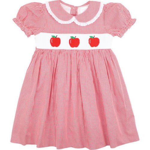 Red Gingham Smocked Apple Dress - Cecil and Lou