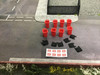 1:76 Scale 8x Red Wheelie Bins with lids & Biffa Logo