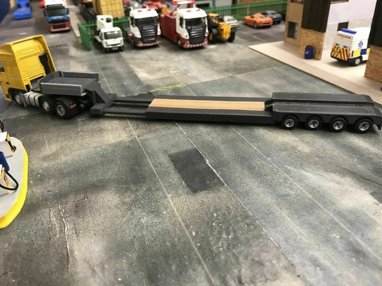 Extendable Low Loader Trailer only - Grey 1:76 scale suits Oxford Diecast