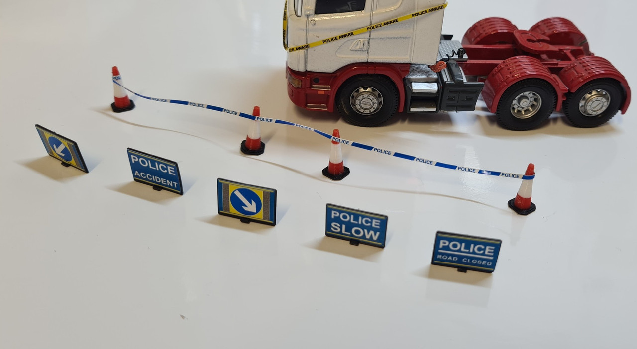 1-76 scale/00 Gauge Police signs and police tape 16pk