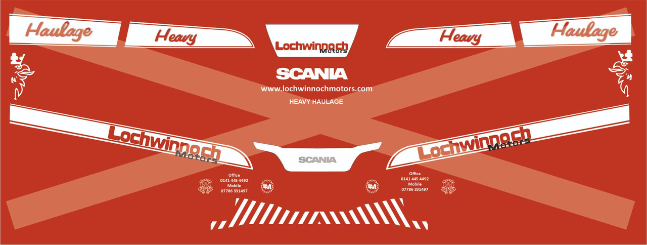 1:50 Lochwinnoch Motors S series 8x4 heavy haul Scania decals