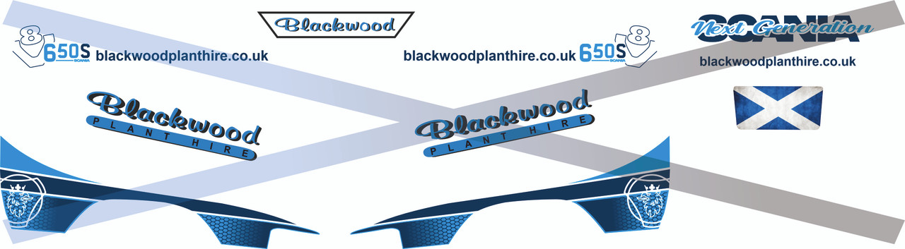 1:50 scale Blackwood Plant Hire 650S Decals for Next Gen Scania S Series