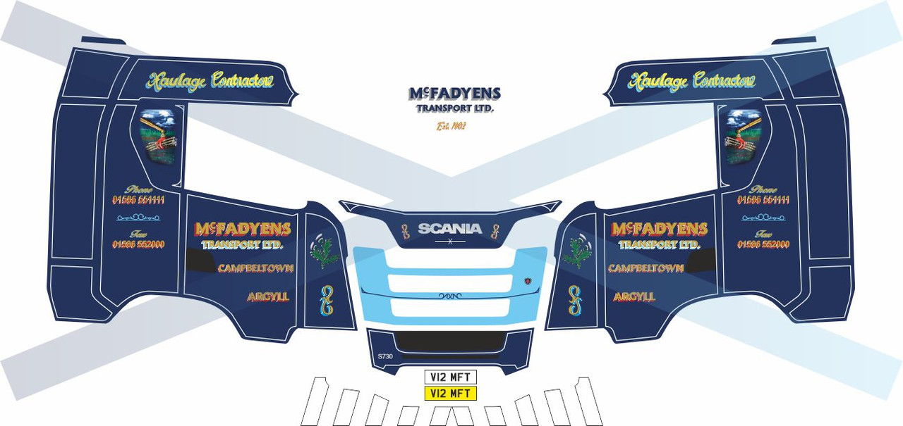 1.76 McFadyens Transport Decals for Oxford Diecast S series Scania