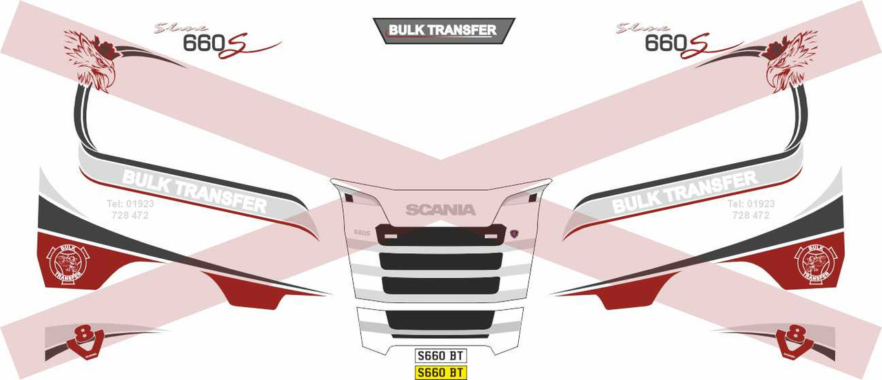 1.76 Bulk transfer decals for Oxford Diecast S series Scania