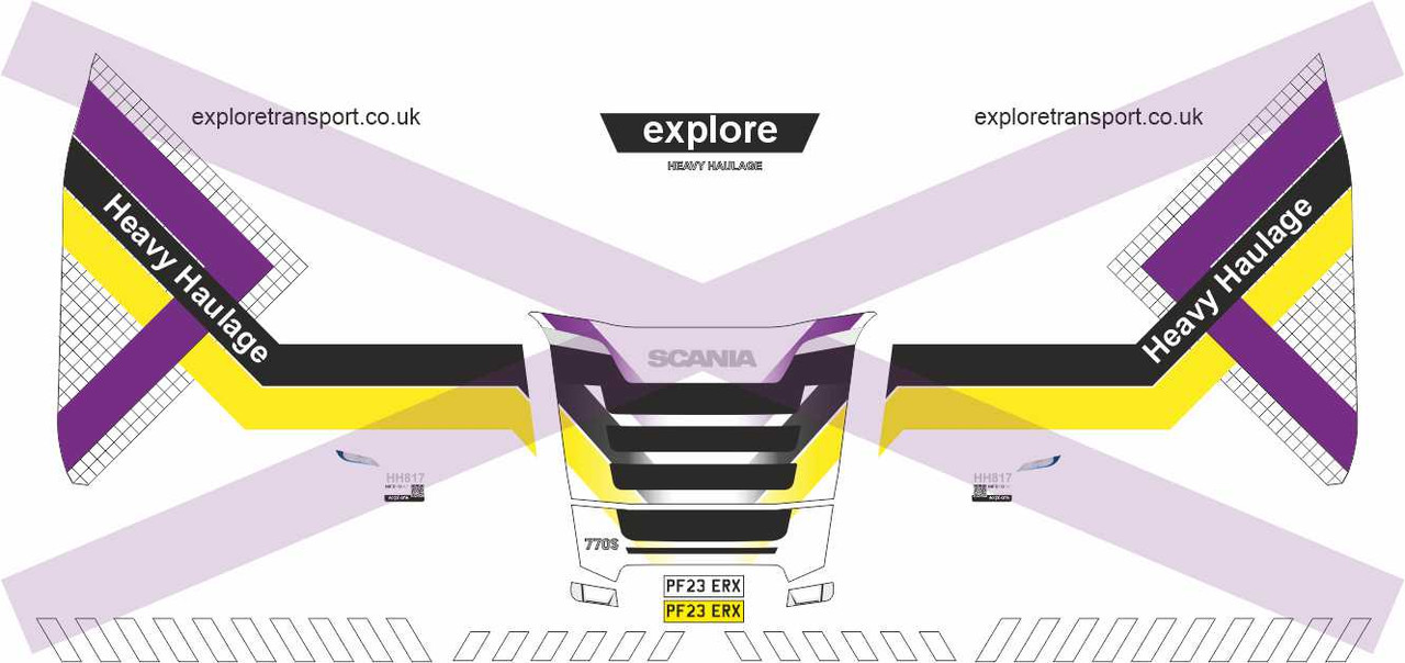 1.76 NEW LIVERY Explore Heavy Haulage decals for Oxford Diecast S series Scania