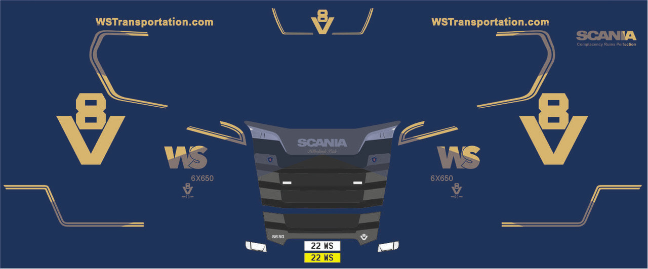 1.76 WS Gold* decals for Oxford Diecast S series Scania