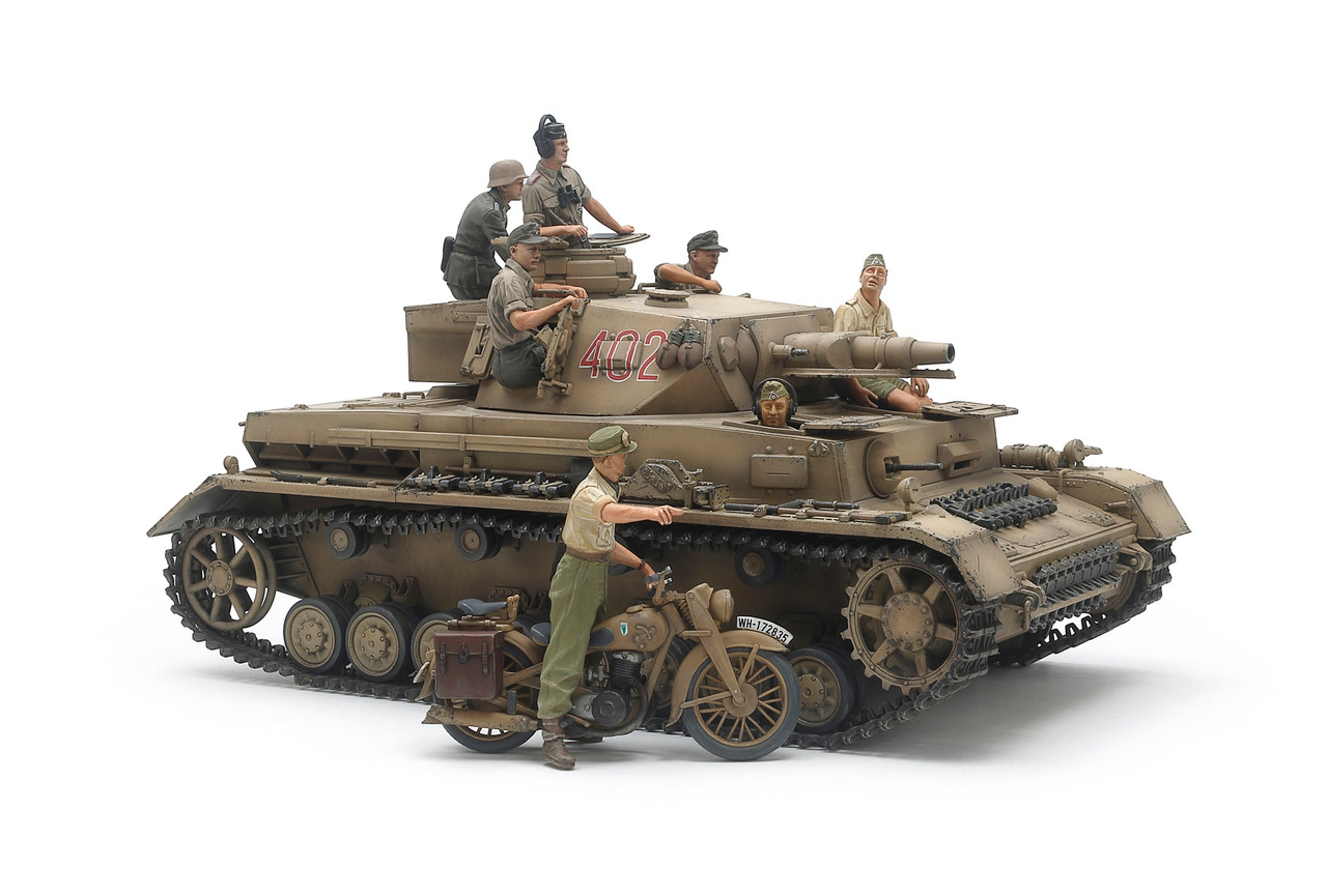 Tamiya 1/35 German Tank Panzerkampfwagen IV Ausf.F & Motorcycle Set "North Africa"