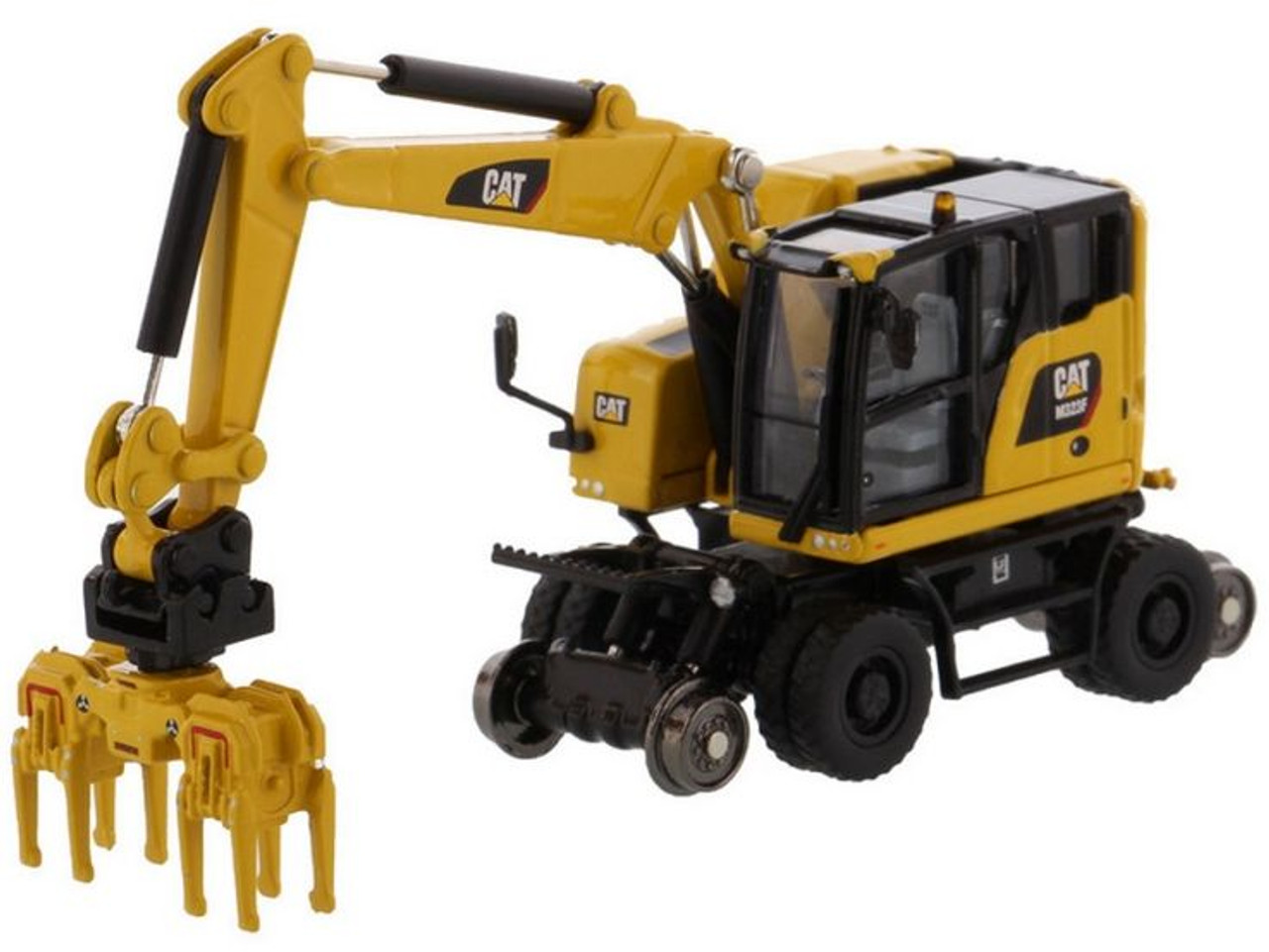 1:87 CAT M323F Road/Rail wheeled excavator Model (Safety Yellow)