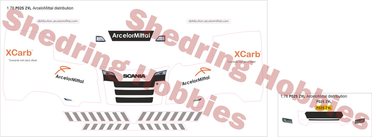 1.76 ArceloMittal distribution (Po25 ZVL REG) S series Scania Decals