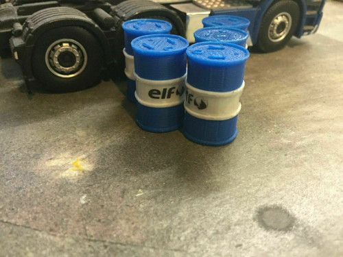 1:50 scale oil Barrels  Blue & White - 6pkt