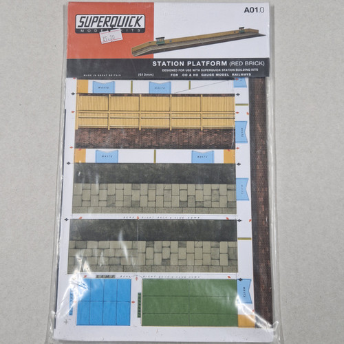 1-76 00 Gauge Station Platform (Red Brick) (superquick card kit)