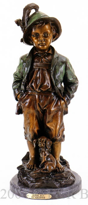  359 Alpine Boy Bronze Sculpture by Haubner