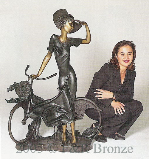  226 Monumental Bicycle Spring Time by Icart- Bronze Sculpture	