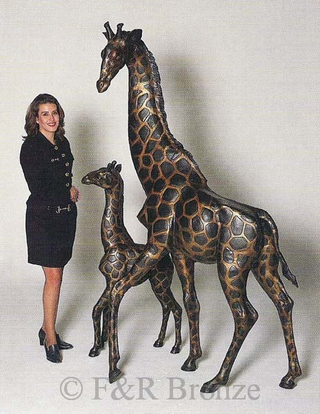 641 Heroic Giraffe set by Max Turner- Bronze Sculpture