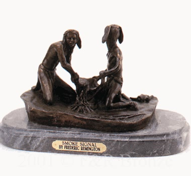 037 Smoke Signal  Bronze Sculpture inspired by Frederic Remington