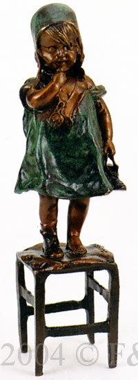 338 Standing Girl On Chair by Juan Clara- Regular Bronze 
