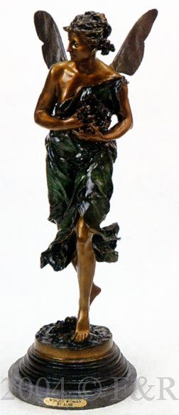 397 Winged Woman by Aube- Bronze Sculpture