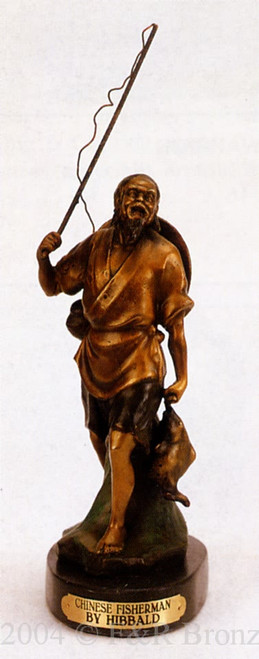 185 Chinese Fisherman Bronze  Sculpture by Hibbald