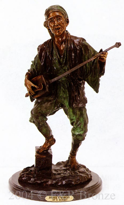 179 Japanese with Mandolin Bronze Sculpture by Bouret