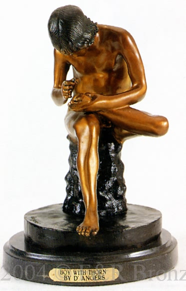 443 Boy With Thorn Bronze Sculpture by D'Angers