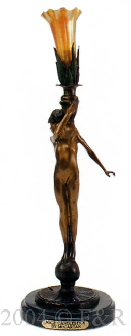 554 Male Candlestick Lamp by Auguste Moreau