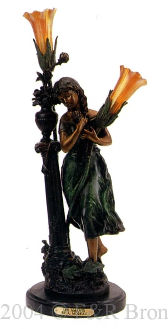 569 Les Amants Girl Lamp by Auguste Moreau
