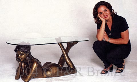 724 Reclining Nude Table with Glass by Falconet 