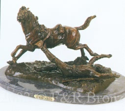 033 Ambushed Picket Bronze Sculpture inspired by Frederic Remington