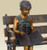 808 Girl With Cat On Bench- Bronze Sculpture