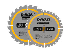 DeWalt DT90270 Construction Circular Saw Blade 2 Pack 165 x 20mm x 24T/36T
