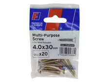 ForgeFix FPKMPS430Y Multi-Purpose Pozi Screw CSK ST ZYP 4.0 x 30mm ForgePack 20 - FORFPMS430Y - main image