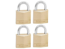 Master Lock 130EURQNOP Solid Brass 30mm Padlock 4-Pin - Keyed Alike x 4