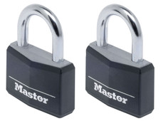 Master Lock 9140EURTBLK Aluminium Black Vinyl Cover 40mm Padlock 4-Pin - Keyed Alike x 2