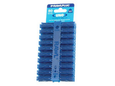 Rawlplug R-U1-BLU-80-C Blue UNO Plugs 8 x 32mm (Card 80)